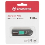 Флешка USB Transcend JetFlash 790C (TS128GJF790C), 128Gb, USB 3.2, R/W 90/60, черный/зеленый, фото17