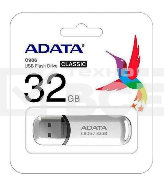 Флеш диск ADATA Flash Drive 32Gb C906 AC906-32G-RWH {USB2.0, White}