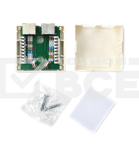 Монтажное оборудование Розетка GEMBIRD NAS214 RJ-45 кат.STP 5e внешняя экранированная 2 порта, 110&Krone