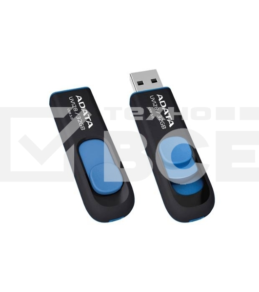 Флешка USB ADATA UV128 (AUV128-64G-RBE), 64Gb, USB 3.0, R/W 100/30, черный/синий