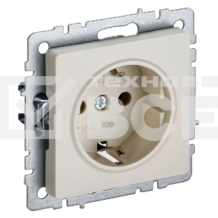 Розетка BRITE РС11-1-0-БрКр 16А с заземл. без защ. шторки беж. IEK BR-R11-16-K10