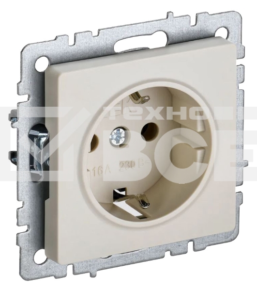 Розетка BRITE РС11-1-0-БрКр 16А с заземл. без защ. шторки беж. IEK BR-R11-16-K10