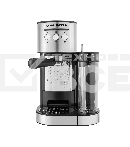Кофеварка рожковая Maunfeld MF-720S PRO нержавеющая сталь, исп. кофе - молотый/чалды, 1.2 л, 1470 Вт, 15 Бар.
