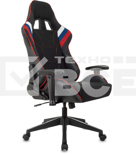 Кресло игровое Бюрократ VIKING 4 AERO RUS белый/синий/красный/черный, искусст. кожа/ткань, две подушки