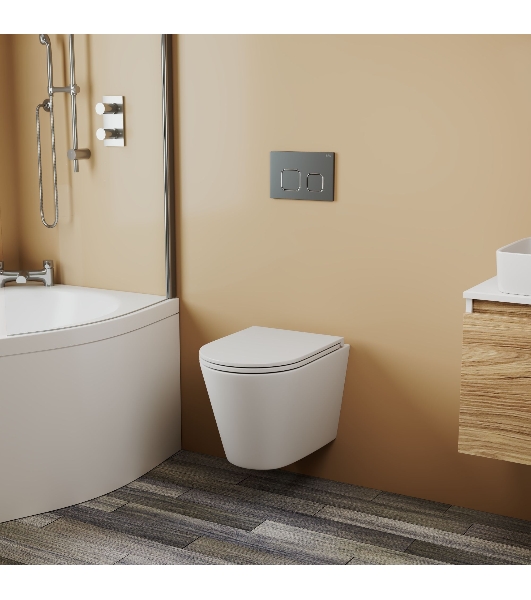 Комплект BAU 6 в 1: усиленная инсталляция BAU IDEAL, унитаз подвесной безободковый торнадо обратного потока Bau Nimb Hurricane-2, сиденье дюропласт микролифт, клавиша BAU Strike,темно-серый металлик