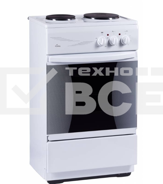 Плита электрическая Flama CE 3201 W белый, конфорок 2 шт, духовка 30 л, 50 см x 85 см x 36 см