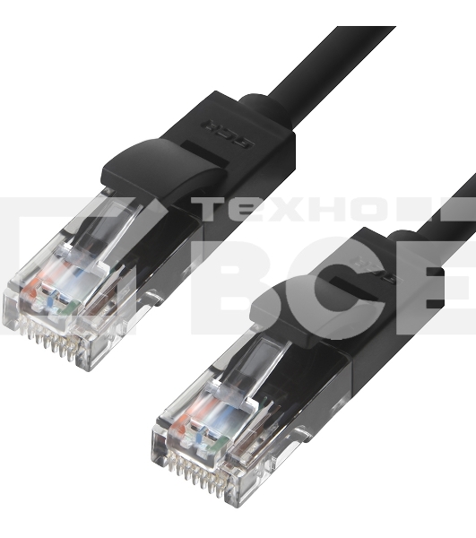 Патч-корд Greenconnect Патч-корд UTP прямой 10m AWG24 кат.5е,  RJ45,  медь, литой (Черный), пластик пакет (GCR-LNC06-10.0m)