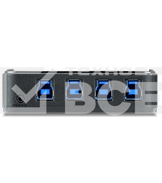 Переключатель Aten US434-AT USB, 4 ПК> 4 устройства, 4 USB B-тип > 4 USB A-тип, Male > Female, со шнурами A-B 2х1.2м.+2х1.8м. для подкл. к управ. комп