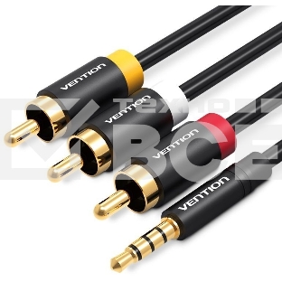 Кабель Vention аудио Jack 3,5 мм M/3RCA M - 1.5м Черный