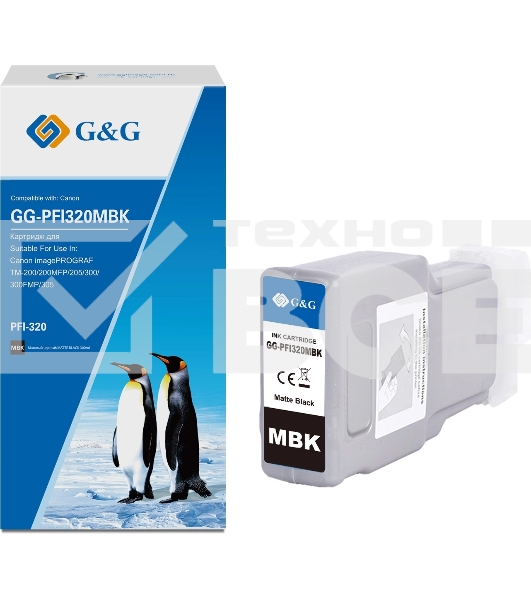 Картридж струйный G&G GG-PFI320MBK (PFI-320MBK) черный матовый (300 мл) для Canon imagePROGRAF TM-200/200MFP/205/300/300MFP/305