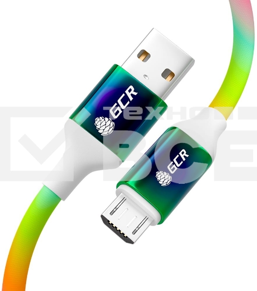 Кабель GCR 1.2m MicroUSB быстрая зарядка, GRADIENT, 28/22 AWG, GCR-53981