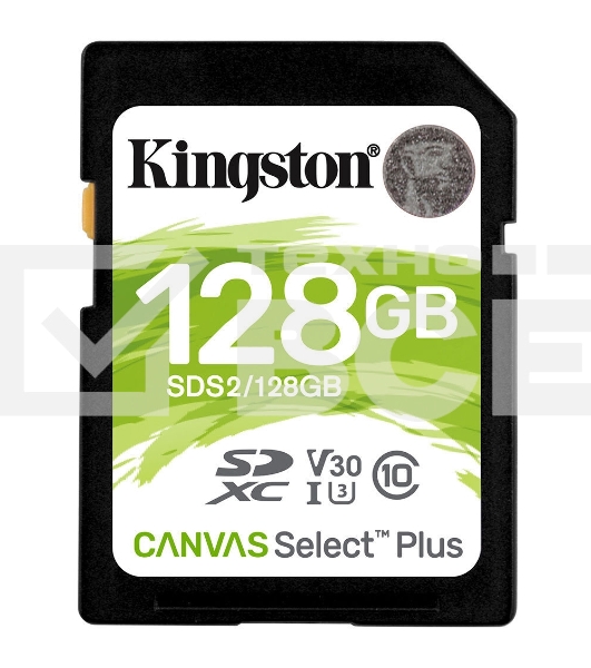 Флеш карта SDHC 128Gb Class10 Kingston <SDS2/128GB>, Canvas Select 100R CL10 UHS-I