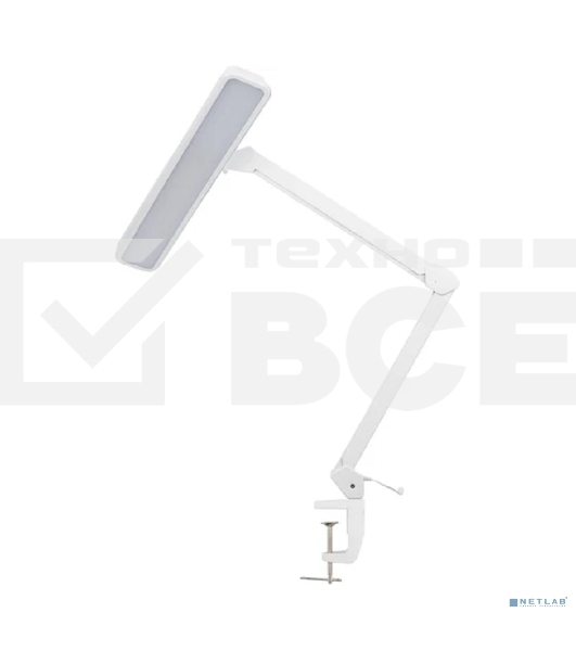 Лампа настольная бестеневая на струбцине Rexant ECO light, 324 SMD LED с диммером, теплый/холодный цвет свечения, белая
