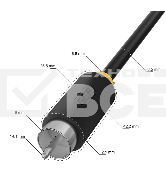 Кабель GCR-переходник 1.0m аудио jack 3,5mm / 3 х RCA, черный