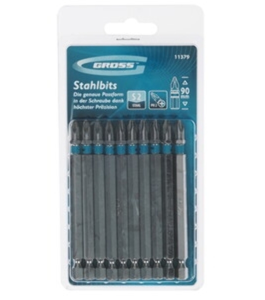 Бита Gross PH2х25мм, сталь S2, шестигр., 10 шт.