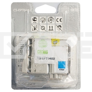 Картридж струйный Cactus CS-EPT0482 голубой (14.4 мл) для Epson Stylus Photo R200/R220/R300/R320/R340/RX500/RX600/RX620/RX640