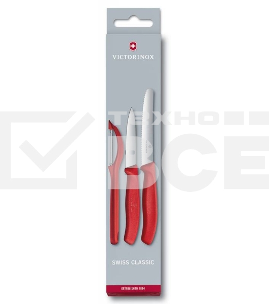 Набор ножей кухон. Victorinox Swiss Classic Paring (6.7111.31) компл.:3шт красный карт.коробка