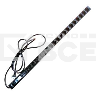 Вертикальный блок розеток, 4xC19 + 20xC13, 250V, 32A, A/V-метр, шнур 3 метра, вилка IEC309