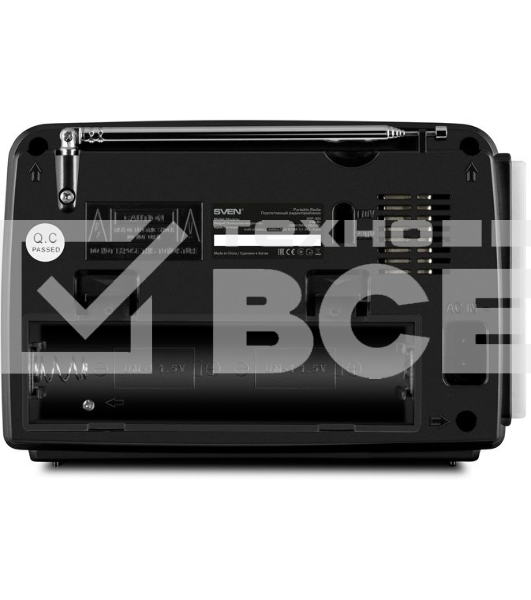 Радиоприёмник SVEN SRP-535 чёрный (3 Вт, FM/AM/SW, USB, SD/microSD, 900 мАч, 2 х D/UM, фонарь)