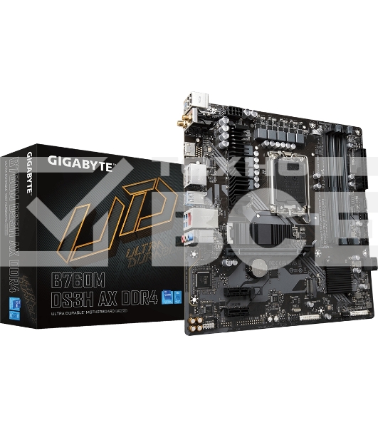 Материнская плата Gigabyte B760 DS3H AX, LGA 1700, Intel B760, 4xDDR5, 4xSATA, 2xM.2, 1xPCI-E 4.0 x16, 4xPCI-E 3.0 x1, 1xHDMI, 1xDP, 1x 1Gb LAN, 4xUSB-A 2.0, 1xUSB-A 3.2 Gen 2, 1xUSB-C 3.2 Gen 2, 3x3.5 мм, 7.1, ATX