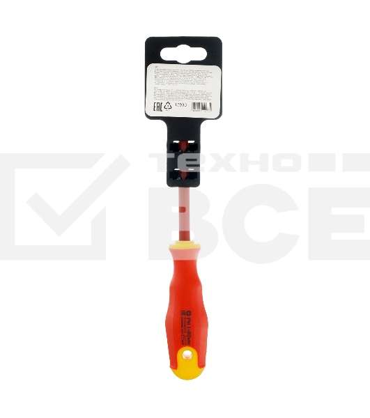 Отвертка диэлектрическая Сибртех PH1 х 80 мм, до 1000 В, двухкомпонентная рукоятка