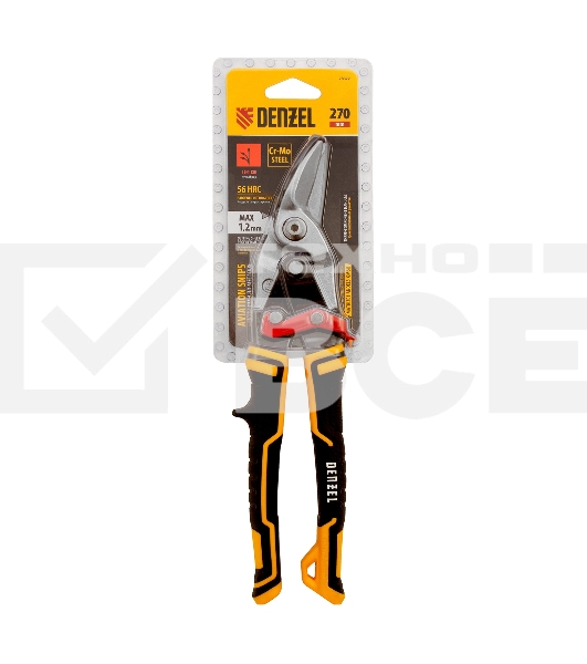 Ножницы по металлу Denzel 270 мм, прямой и левый рез,сталь-СrMo, трехкомп.рук-ки