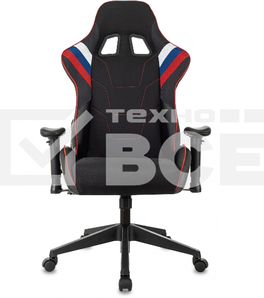 Кресло игровое Бюрократ VIKING 4 AERO RUS белый/синий/красный/черный, искусст. кожа/ткань, две подушки