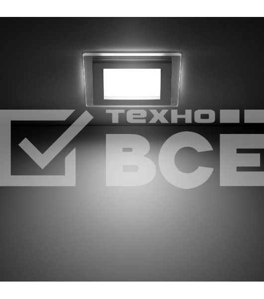 Светильник Glass кв 6W 490lm 4000K 220-240V IP20 монт Ø70х70 100*100*35 с дек стеклом LED