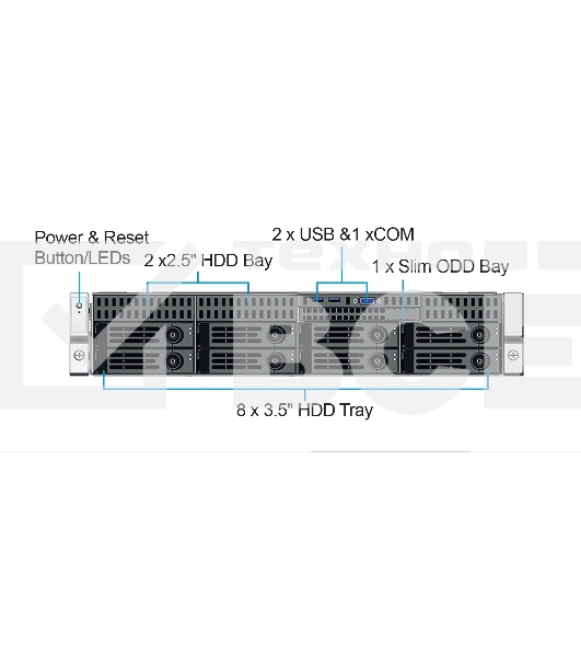 Серверный корпус 2U rackmount, EATX, ATX, Micro-ATX and Mini-ITX mb, 8*3.5