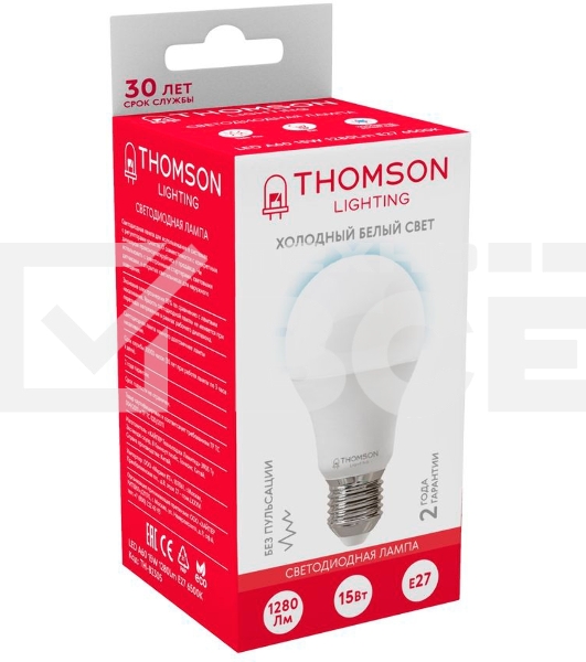 Лампа светодиодная Thomson TH-B2305 15Вт цок.:E27 груша 220B 6500K св.свеч.бел.хол. A60 (упак.:1шт)