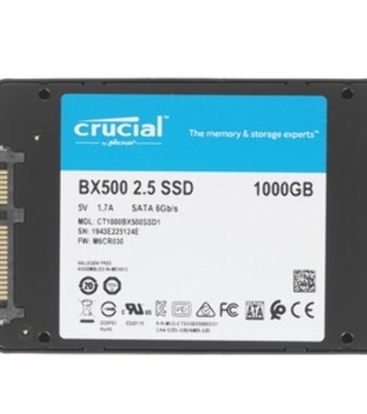 Накопитель SSD Crucial BX500, 1Tb, SATA III, 2.5', R/W 540/500