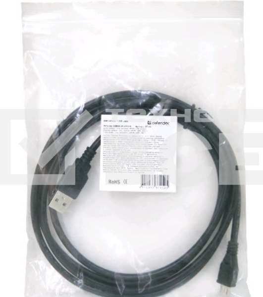 Кабель Defender USB08-06 USB 2.0 кабель для соед. USB 2.0 AM-MicroBM,1.8м, PolyBag