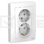 Розетка 2-м СП BLANCA 16А 250В без шторок с заземл. бел. SchE BLNRS001021, фото 1