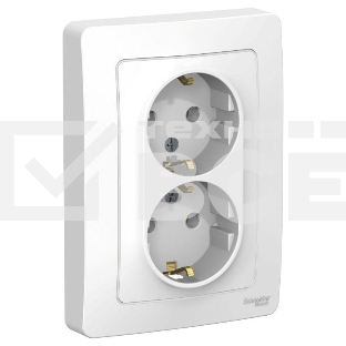 Розетка 2-м СП BLANCA 16А 250В без шторок с заземл. бел. SchE BLNRS001021