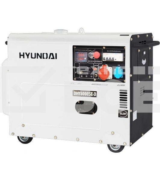 Электрогенератор дизельный Hyundai DHY 8000SE-3, 6.5 кВт, 72.6 дБ, 156 кг