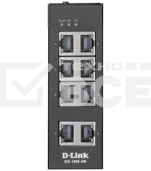 Коммутатор D-Link DIS-100E-8W/A1A, L2 Unmanaged Industrial Switch with 8 10/100Base-TX ports.1K Mac address, 802.3x Flow Control, Stand-alone, Auto MDI/MDI-X for each port, D-link Green technology, Metal case,
