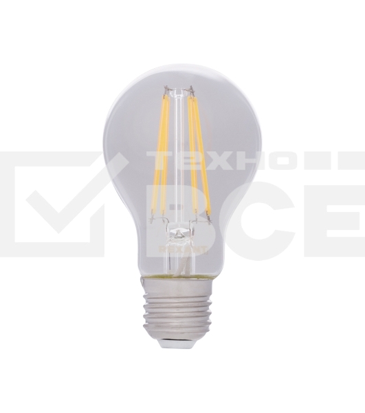 Лампа светодиодная филаментная Rexant Груша A60 9.5 Вт 1140 Лм 4000K E27 диммируемая, прозрачная колба