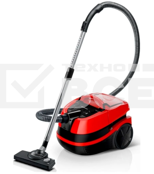 Пылесос Bosch BWD421PET красный, 2100 Вт, уборка влажная/сухая, пылесборник контейнер 5 л