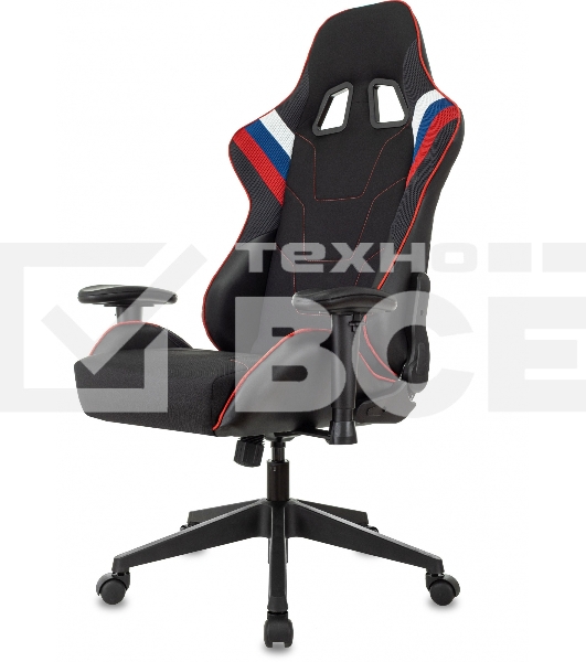Кресло игровое Бюрократ VIKING 4 AERO RUS белый/синий/красный/черный, искусст. кожа/ткань, две подушки