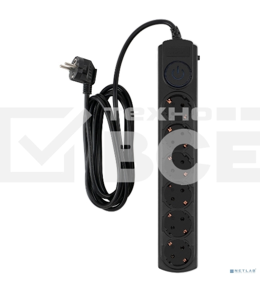 Сетевой фильтр Ippon BK-6-EU-3-10-B 3м (6 розеток) черный (коробка)