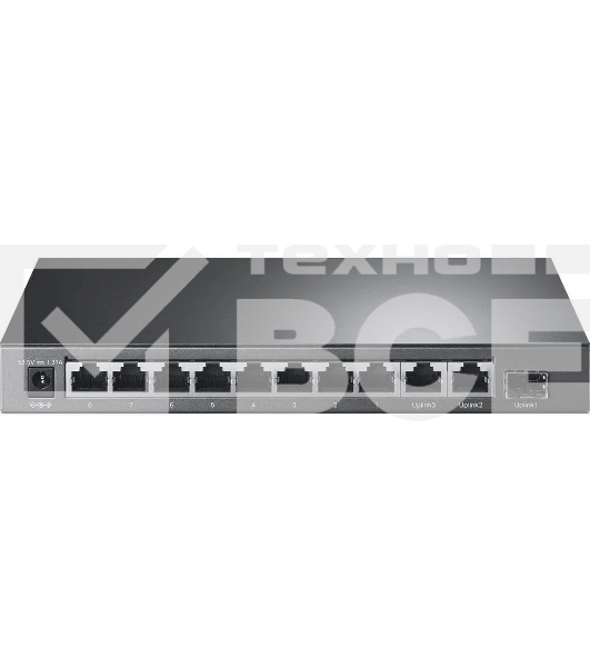 Настольный коммутатор TP-Link TL-SL1311P, 8 портов 10/100 Мбит/с с поддержкой PoE+, 2 гигабитных порта без поддержки PoE, 1 порт SFP, 802.3af/at, бюджет PoE — 65 Вт, стальной корпус