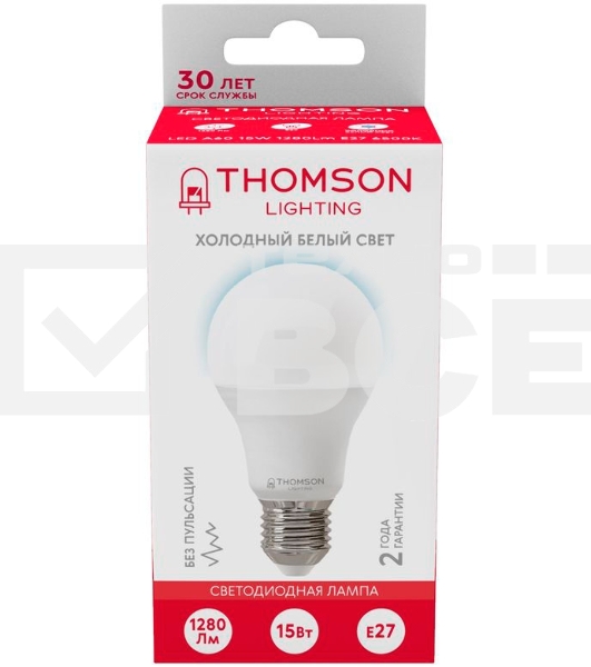 Лампа светодиодная Thomson TH-B2305 15Вт цок.:E27 груша 220B 6500K св.свеч.бел.хол. A60 (упак.:1шт)