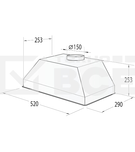Вытяжка встраиваемая Gorenje BHI526E6X нержавеющая сталь, 52 см, 677 куб. м/ч, 61 дБ
