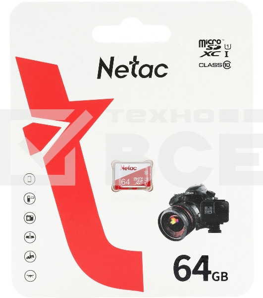 Флеш карта Netac P500 ECO 64Gb MicroSDXC U1/C10 up to 80Mb/s, retail pack card only