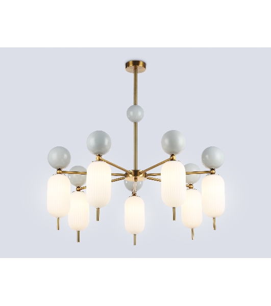 Светильник Ambrella light LH53106/7 BS/GR/FR латунь/серый/белый матовый G9*7 max 28W D800*800