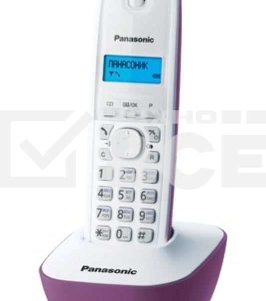 Телефон беспроводной (DECT) Panasonic KX-TG1611RUF (сиреневый) {АОН, Caller ID,12 мелодий звонка,подсветка дисплея,поиск трубки}