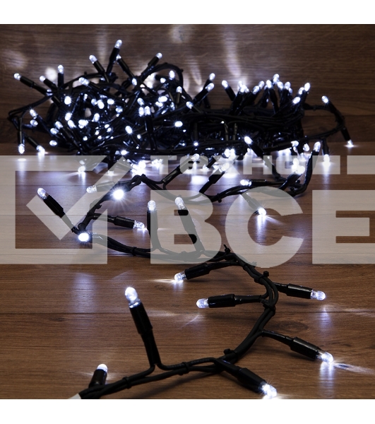 Гирлянда «Кластер» 10 м, 200 LED, черный каучук, IP67, соединяемая, цвет свечения белый NEON-NIGHT