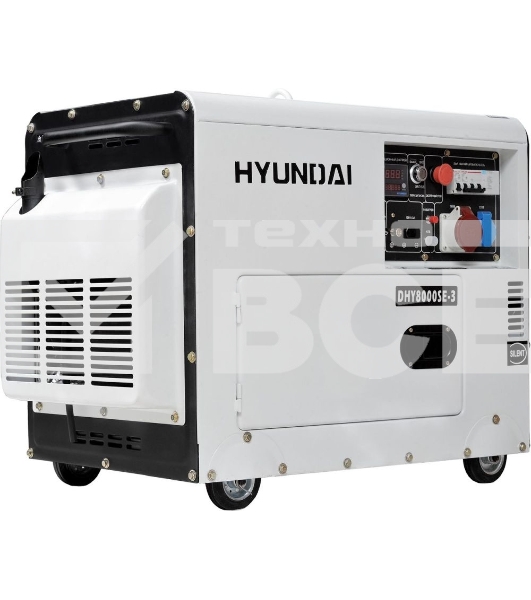 Электрогенератор дизельный Hyundai DHY 8000SE-3, 6.5 кВт, 72.6 дБ, 156 кг