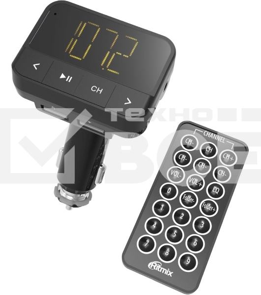Автомобильный FM-модулятор Ritmix FMT-B200 черный SD BT USB (80000765)
