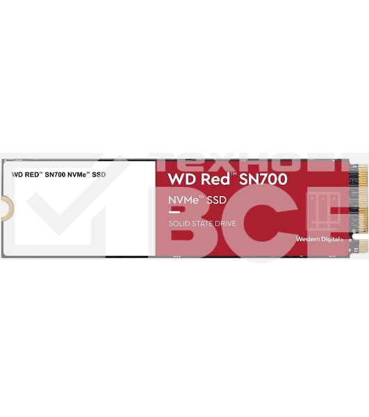 Накопитель SSD WD Red SN700 WDS500G1R0C, 500Gb, PCIe 3.0 x4, M.2 2280, NVMe, R/W 3430/2600